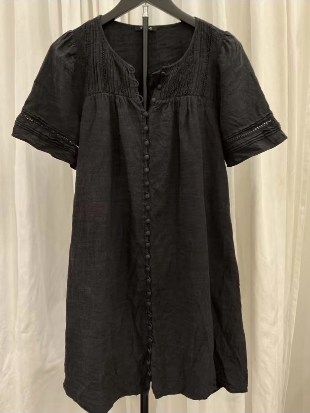 Madewell Black Mini Dress with Button Front